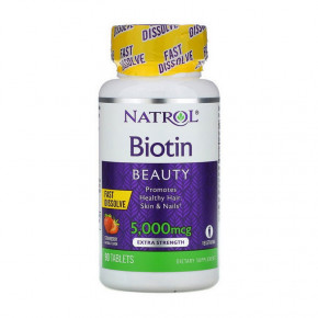  Natrol Biotin Beauty 5000 mcg 90 tab strawberry