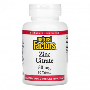  , Zinc Citrate, Natural Factors, 50 , 90 