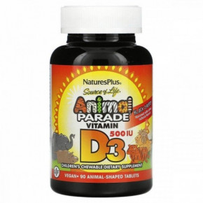     3    Natures Plus (Source of Life Animal Parade,Vitamin D3 Black Cherry) 500  90   (NAP-29950)