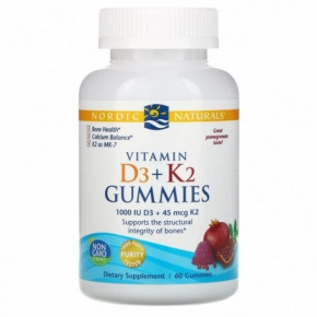   3 K2, , Nordic Vitamin D3 K2 Gummies, Nordic Naturals, 60  (NOR-31160)