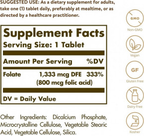   Solgar (Folate Folic Acid) 800  250  (SOL-01101) 3