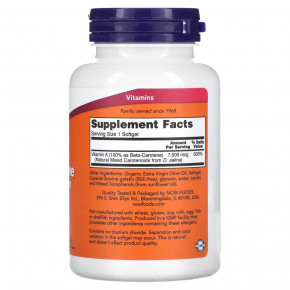 Vitamin NOW Natural Beta Carotene 180  3