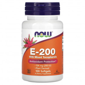  NOW Vitamin E-200 with Mixed Tocopherols 100  