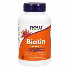  NOW Foods BIOTIN 5MG (5000mcg) 120 VCAPS