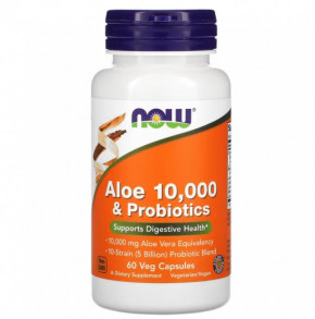  10 000   Now Foods (Aloe 10000 & Probiotics with 10-Strain) 60   (NOW-03029)