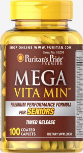  ³ ̳      , Mega Vita Min  Multivitamin for Seniors Timed Release, Puritans Pride, 100  (PTP-10270)