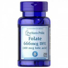 볺  DFE (볺 ), Folate DFE (Folic Acid), Puritans Pride, 600 /400 , 250  (PTP-11403)