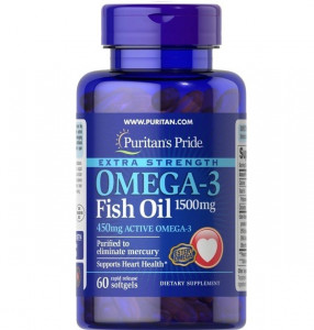  , -3  , Extra Strength Omega-3 Fish Oil, Puritans Pride, 1500  450  Active Omega-3, 60  (PTP-35714)