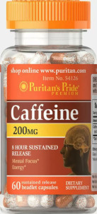  Puritans Pride (Caffeine, 8-hour sustained release) 200  60  (PTP-54126)