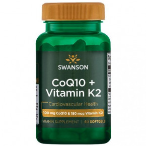  CoQ10 +  -2, CoQ10 + Vitamin K2, Swanson, 60  (SWV-21069)