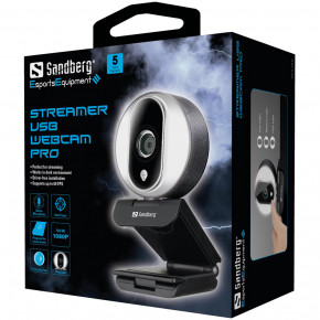 - Sandberg Streamer Webcam Pro Full HD Autofocus Ring Light (134-12) 4