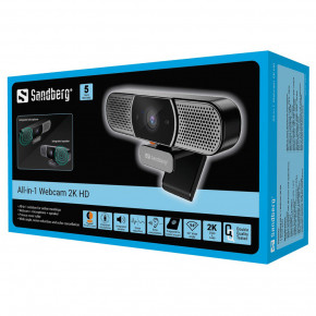 - Sandberg All-in-1 Webcam 2K HD Speaker (134-37) 5