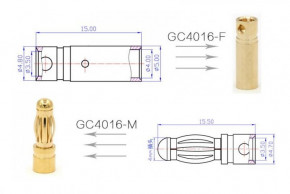  50  - AMASS PLUG 4.0MM Male (AMS-GC4016-M3.G-X50) 3