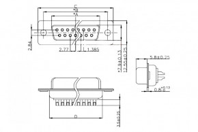 50  -  DB9 2u Gold RS232 COM- Female (AMS-QJ-DB9-FS-X50) 3