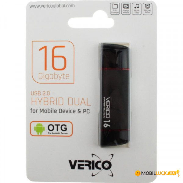  USB 16 Gb Verico Hybrid 16 GB Dual (1UDOV-MKBKG3-NN)