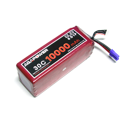  Aga Power Li-Po 10000mAh 22.2V 6S 30C Softcase 62x57x165 T-Plug (AGA30-10000-6S-S)