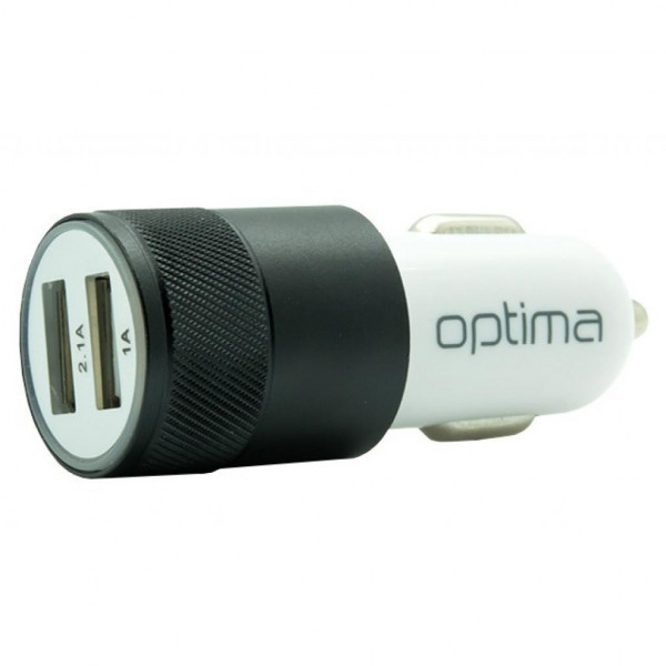    Optima 2*USB Metal (3.1A) Black (40790)