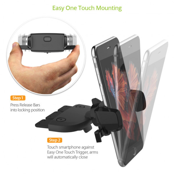  iOttie Easy One Touch Mini CD Slot Universal Car Mount Holder Cradle Black (HLCRIO123)