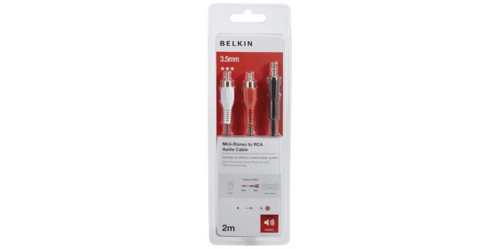   (jack 3.5-M/RCA-Mx2) Belkin 2, Black/׸ (F3Y110bf2M)