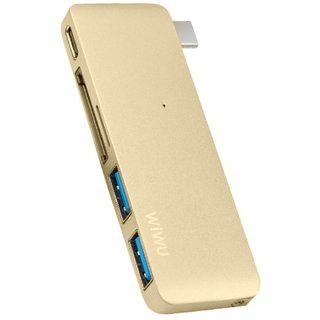  WIWU C1 Plus USB-C  USB-C SD 2xUSB3.0 HUB Gold (6957815503797)