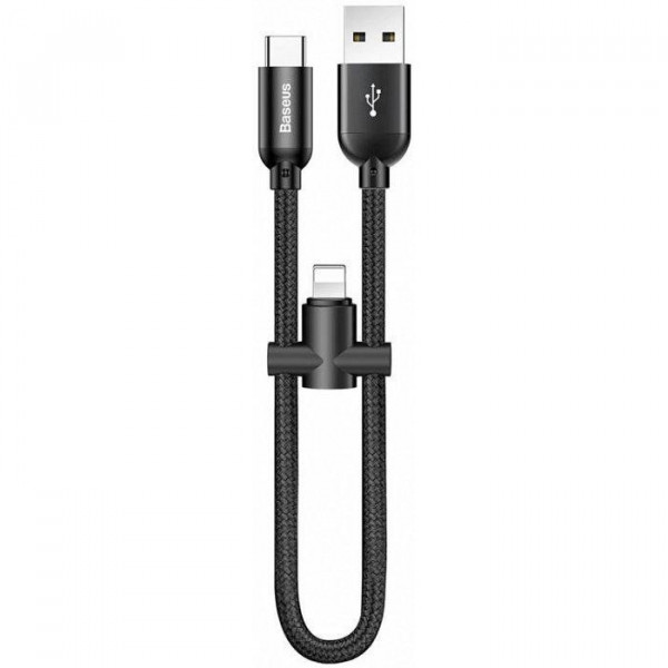  Baseus USB Cable to USB-C/Lightning U-shaped 0.23m Black (CALUTC-01)