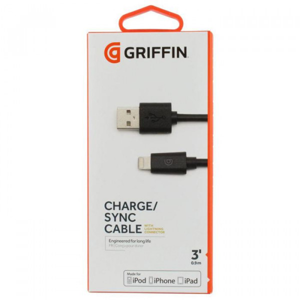 ,    Griffin 3 USB-to-Lightning Cable Black