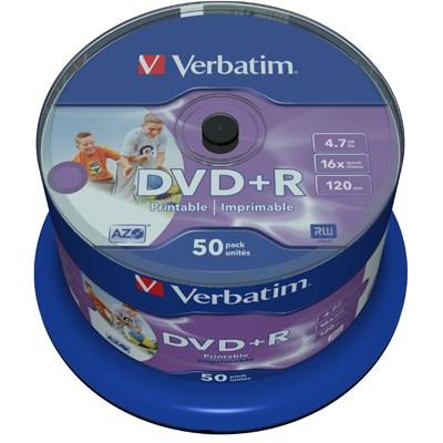  Verbatim DVD+R 4,7Gb 16x Cake 50  Printable (43512)