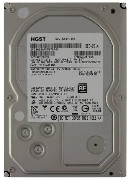   3.5 2TB Hitachi HGST (0F23029 / HUS726020ALE614)