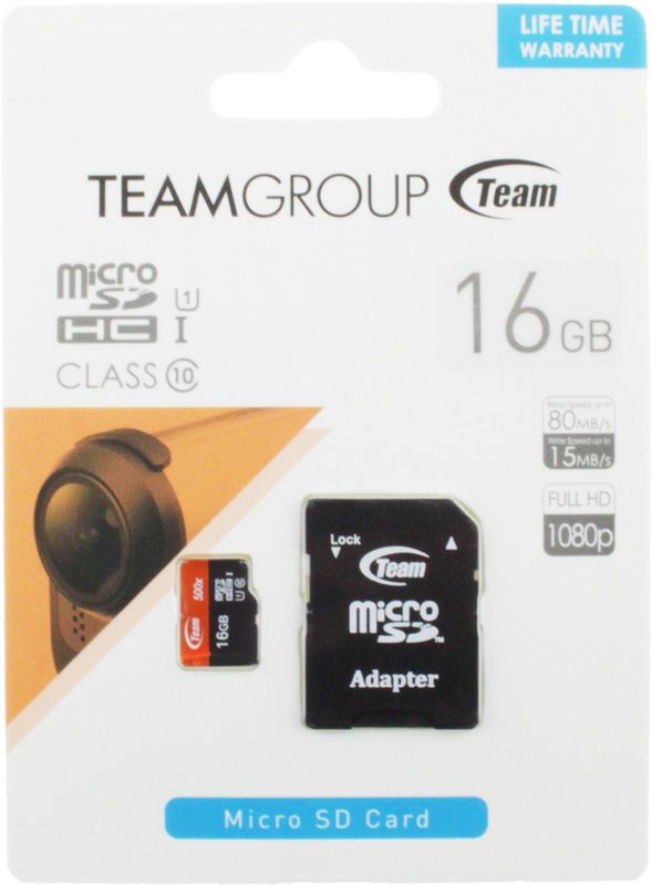   Team microSDHC class10 UHS-1 SD adapter 16Gb Black