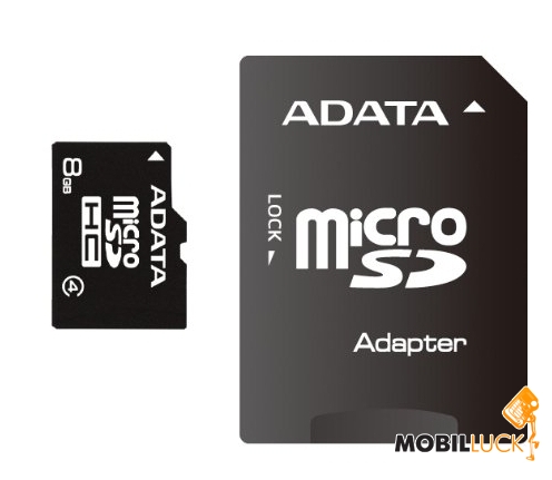   A-Data 8GB microSDHC Class 4 (adapter) (AUSDH8GCL4-RA1)