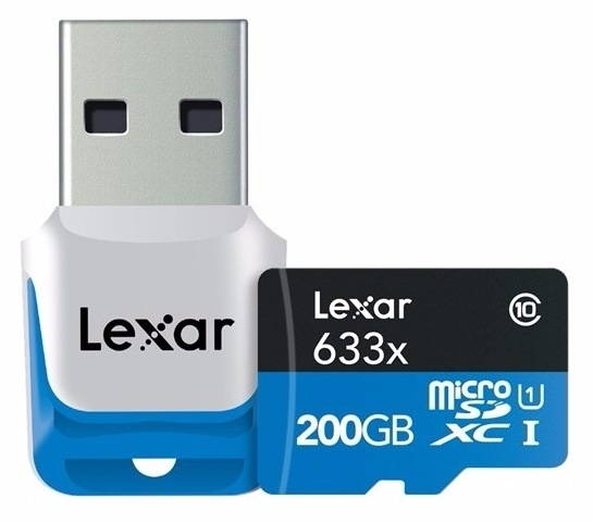   Lexar Micro SDXC 200GB 633x UHS-I C10 High-Performance + USB3.0- (LSDMI200BBEU633R)