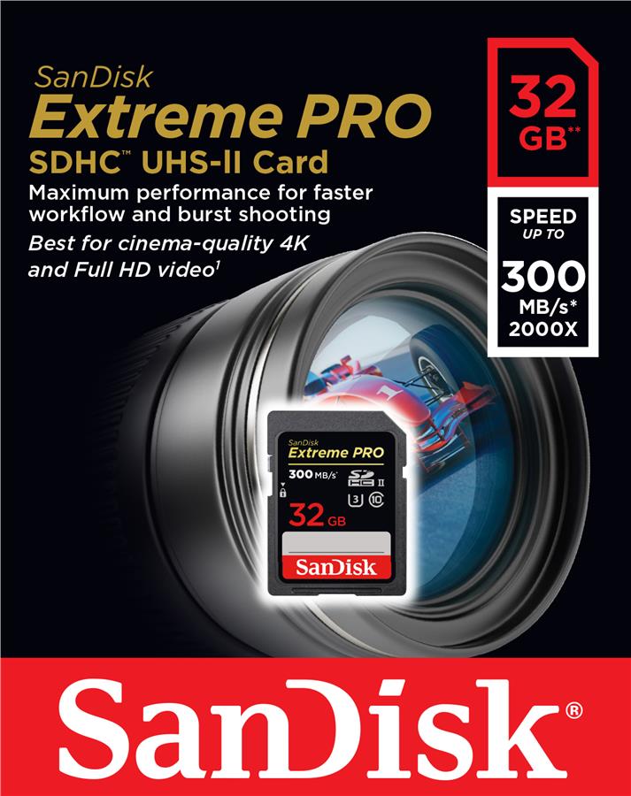   SanDisk 32GB SDHC C10 UHS-II R300/W260MB/s 4K Extreme Pro (SDSDXPK-032G-GN4IN)