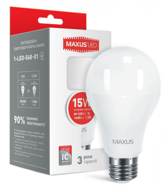 LED  Maxus A70 15W 4100K 220V E27 (1-LED-568-01)