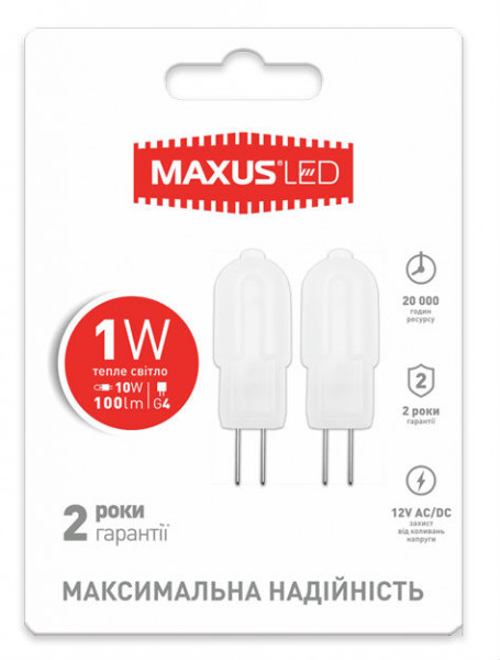 LED  Maxus G4 1W 3000K 12V AC/DC (2-LED-205)