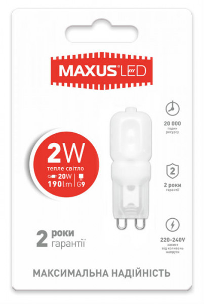  Maxus G9 2W 3000K 220V (1-LED-201)