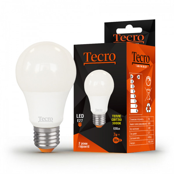 LED  Tecro T-A60-7W-3K-E27 7W E27