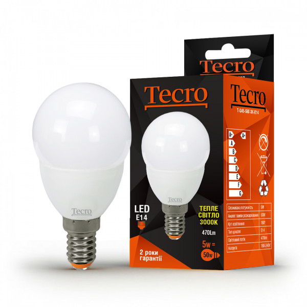 LED  Tecro T-G45-5W-3K-E14 5W E14