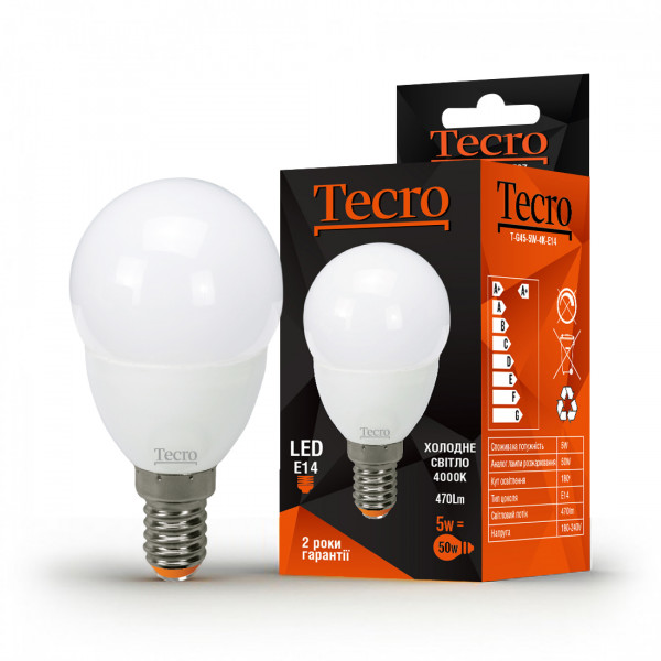 LED  Tecro T-G45-5W-4K-E14 5W E14