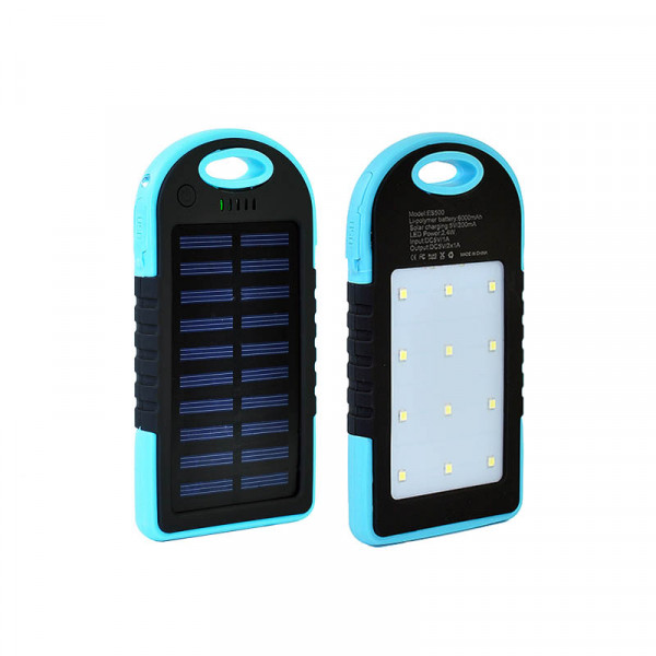   Solar Led 2USB 6000 mAh Black-Blue