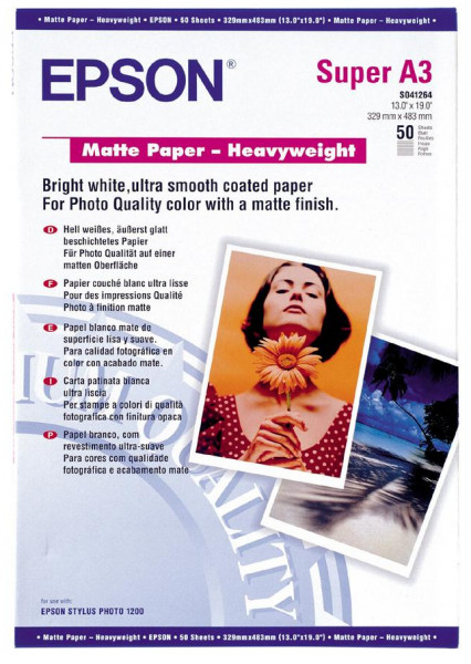  Epson A3+ Matte Paper-Heavyweight, 50. (C13S041264)