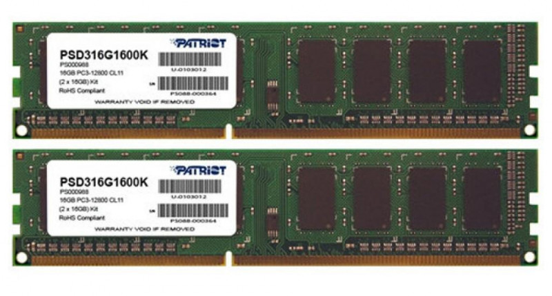  Patriot DDR3 16GB (2x8GB) 1600 MHz (PSD316G1600K)