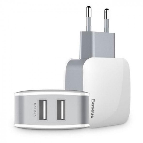   Baseus USB Wall Charger 2xUSB Letour 2.4A White/Gray (ZCL2B-B02)