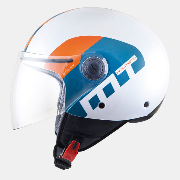  MT Helmets STREET METRO Pearl White/Orange/Blue XS