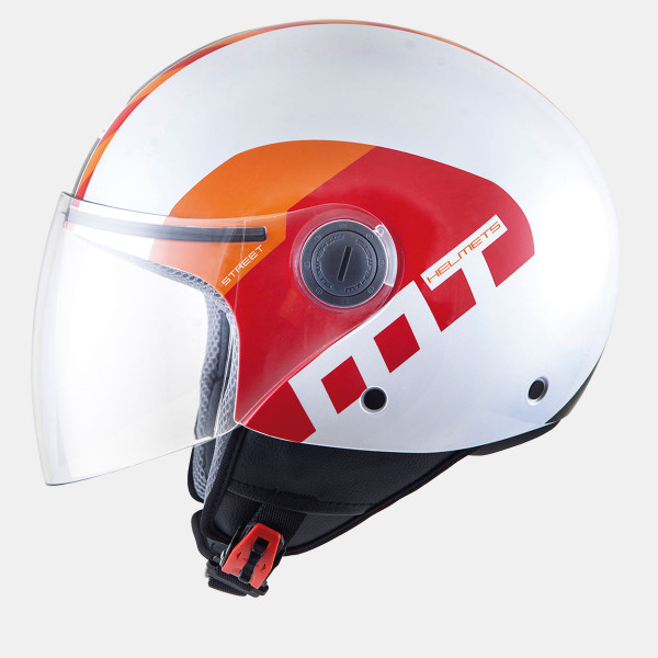  MT Helmets STREET METRO Pearl White/Orange/Red L