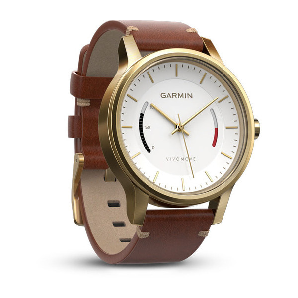   Garmin Vivomove Premium, Gold Steel, Leather Band (010-01597-21)