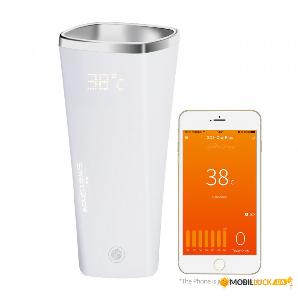 -   SmartShow I-cup Smart Cup Drink Water Reminder Temperature Detection (Wireless Charging Mug, No Heating Function)()