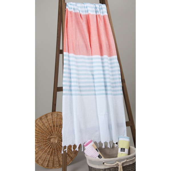  Barine Pestemal Stripy 95*175 Lt.blue-mint-papaya