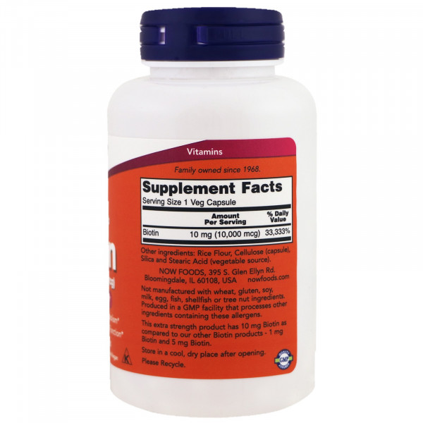    NOW Foods BIOTIN 10MG (10000mcg) 120 VCAPS