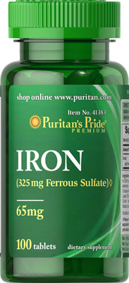 ³ Puritan's Pride Iron Ferrous Sulfate 65 mg 100  (5372)