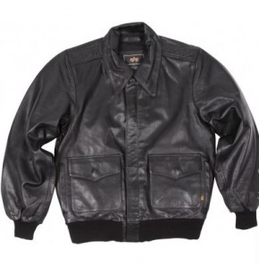  Alpha Industries A-2 Leather Jacket Black M